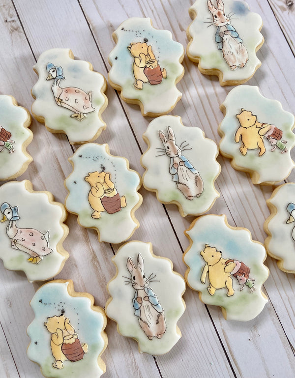 Storybook themed cookie set - Winnie the Pooh, Peter Rabbit, and Mother Goose.
