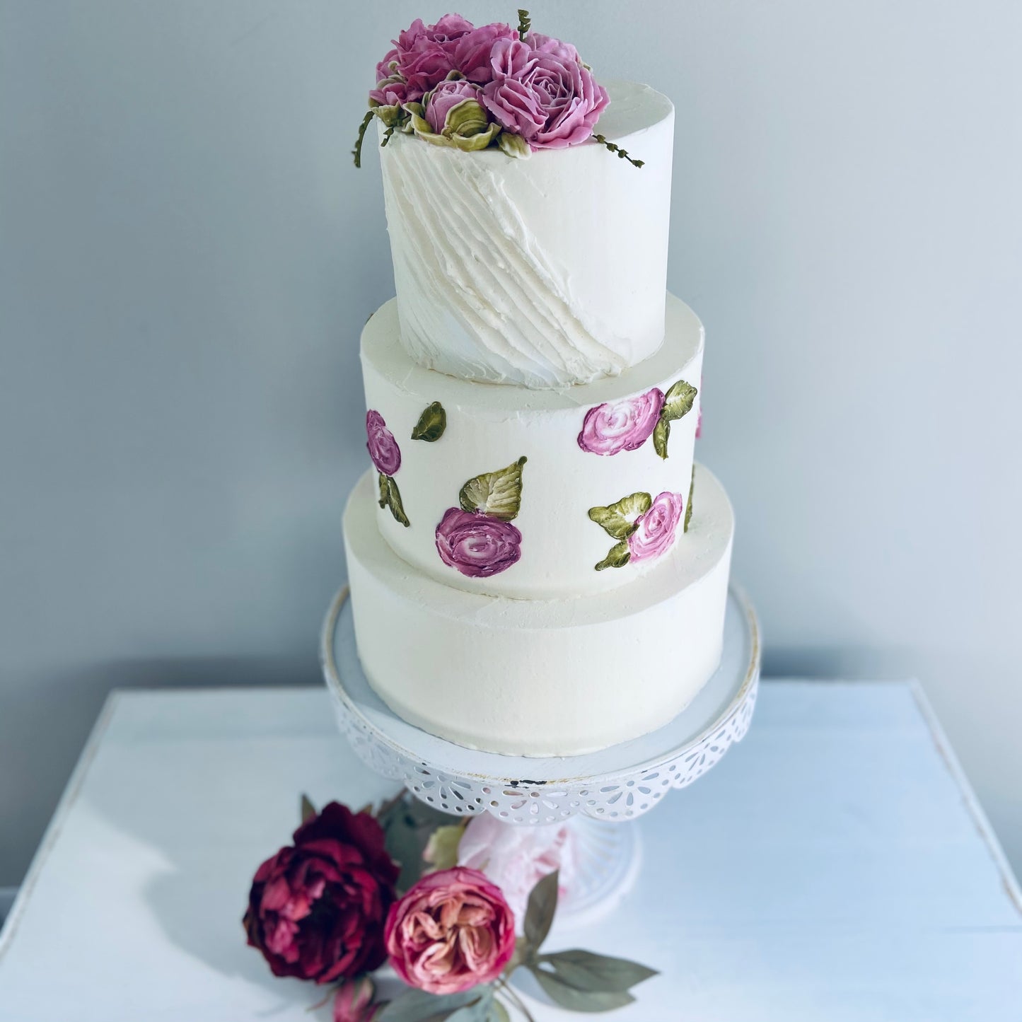 Mauve Painted Wedding Cake