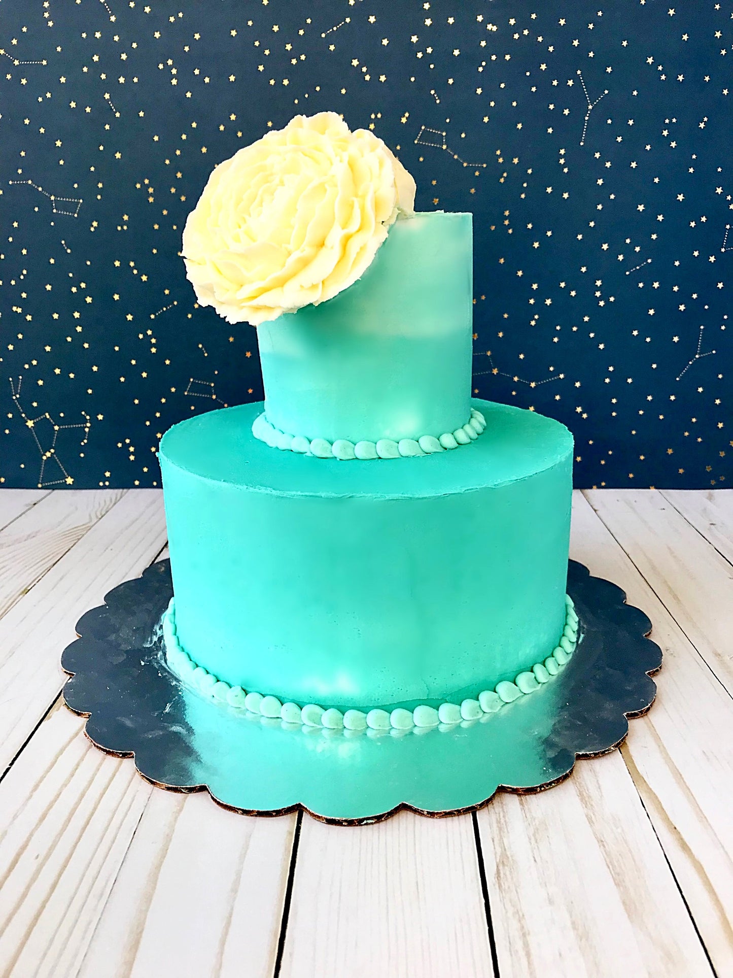 Turquoise Ombre Tiered Cake