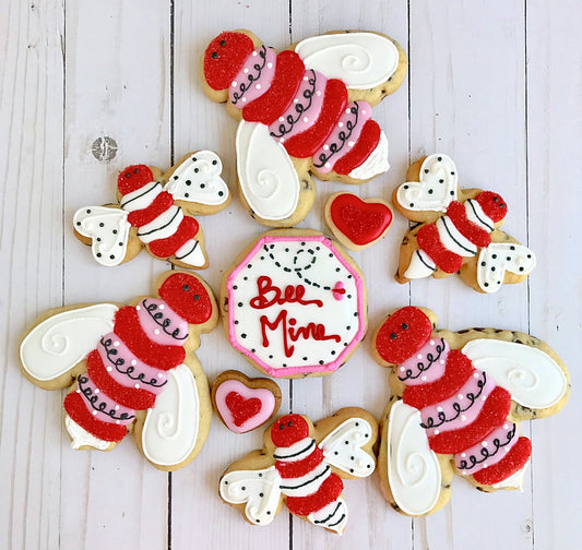 Sweet LuLu's Bee Mine Valentine Cookies in red, white and pink.