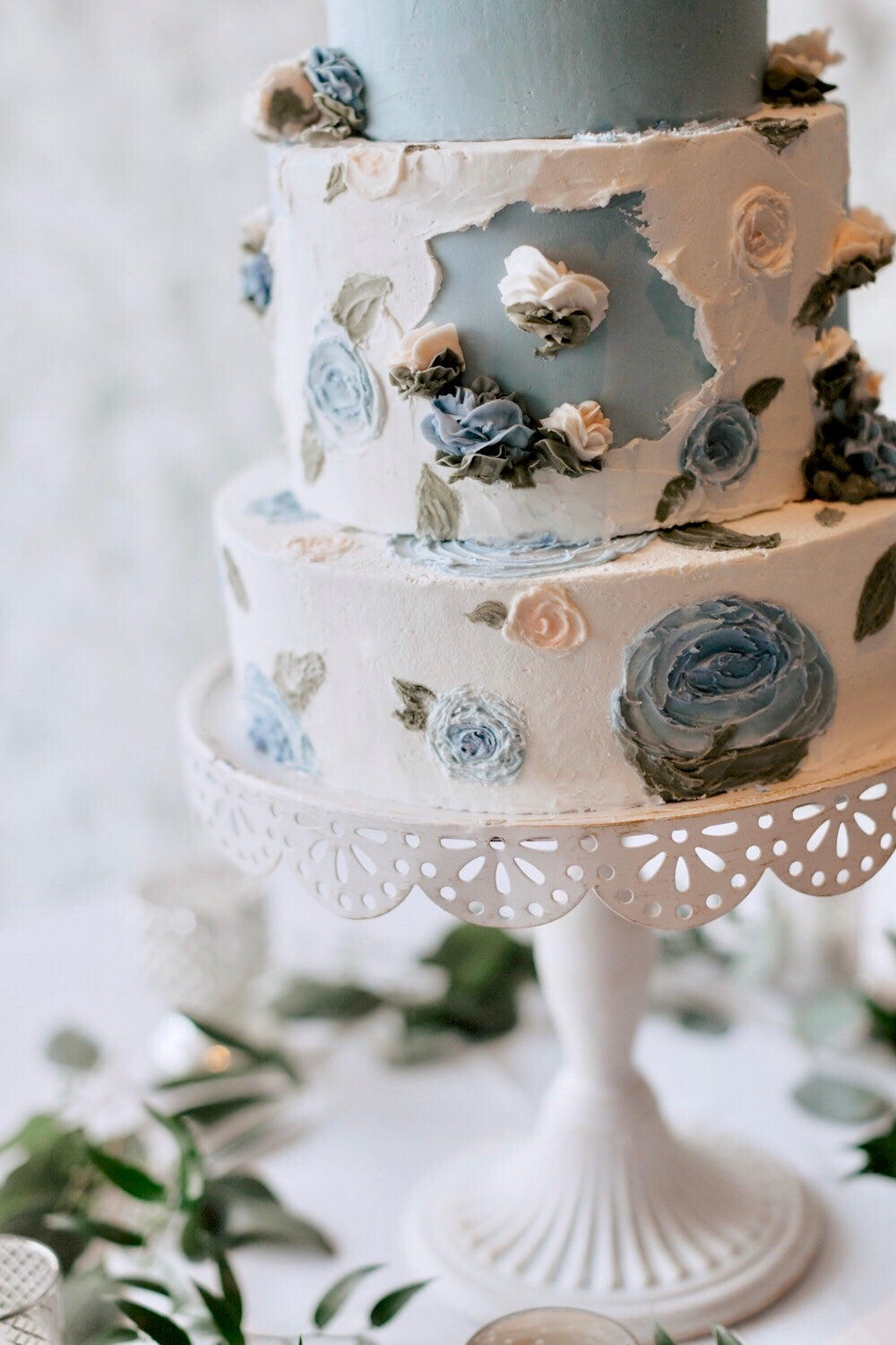 Dusty Blue Wedding Cake